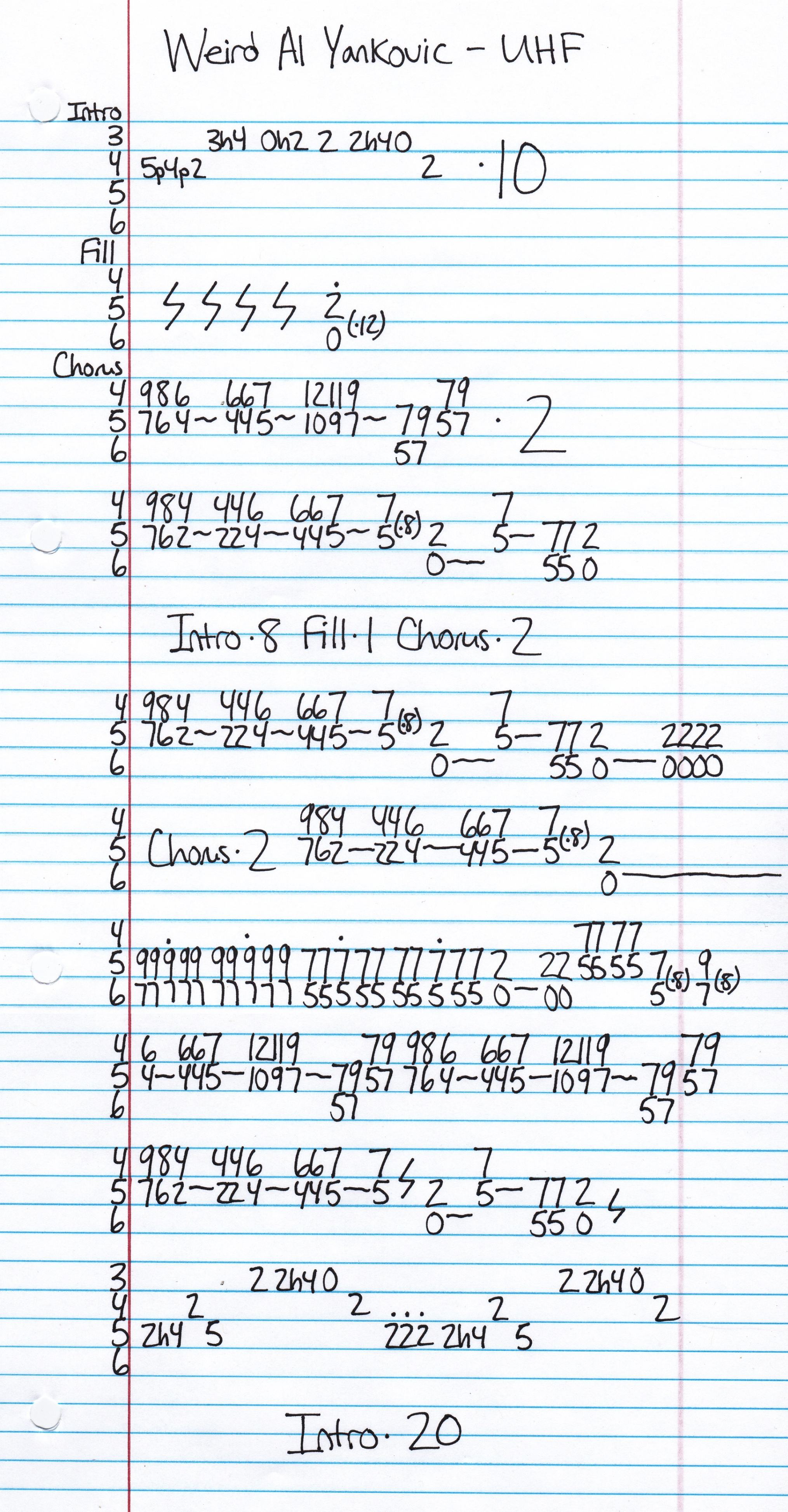 High quality guitar tab for UHF by Weird Al Yankovic off of the album UHF. ***Complete and accurate guitar tab!***